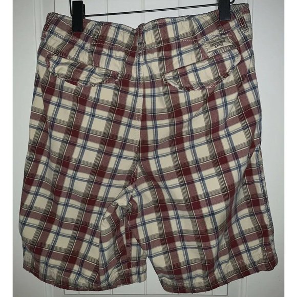 ABERCROMBIE & FITCH Plaid Shorts Sz 30 Button Fly Heavyweight Drawstring EUC - Picture 4 of 10